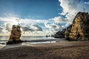 Praia: Coloured cliffs and sunrise at the beach, Praia