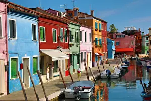 Venetian: Colourful houses on the island of Burano, Venetian