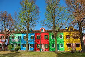 Venetian: Colourful houses on the island of Burano, Venetian