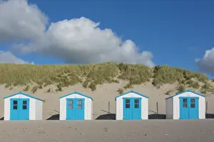 Huts: Colourful huts at the beach - island of Texel - Netherlands