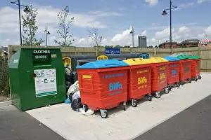 Bins: Colourful recycling bins at superstore
