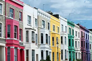 Markets: Colourful terraced houses, Portobello Road, Notting