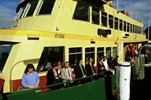 Commuters: Commuters on board a Harbour ferry going to work