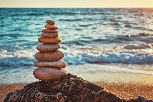 Cairn: Concept of balance and harmony. Cairn stack of s