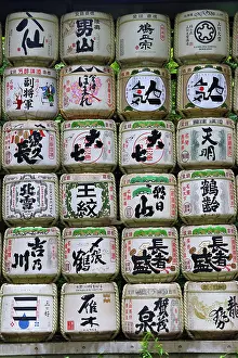 Paul Brown: Consecrated Sake Barrels at Meiji Shrine in Yoyogi Park, Tokyo, Japan