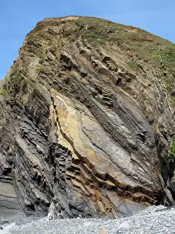 Strata: Contorted and tilted sandstone strata