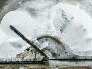 Industry: Conveyor belt and salt heaps at the Walvis Bay Salt works