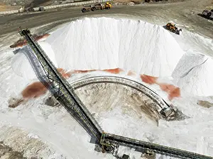 Industry: Conveyor belt and salt heaps at the Walvis Bay Salt works