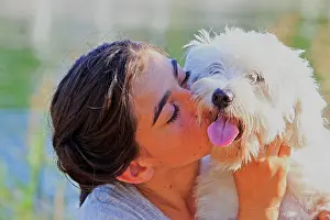 Tulears: Coton de Tulear and young girl Mandelieu la Napoule
