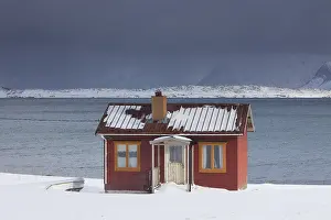 Desolation: Cottage in snow storm - Lofoten - Norway