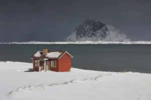Desolation: Cottage in snow storm - Lofoten - Norway