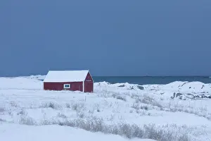 Desolation: Cottage in snow storm - Lofoten - Norway