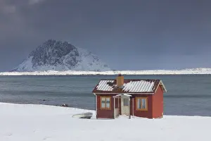 Desolation: Cottage in snow storm - Lofoten - Norway