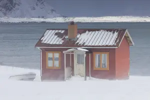 Desolation: Cottage in snow storm - Lofoten - Norway