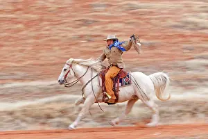 Lasso: Cowboy - riding on Quarter Horse with lasso