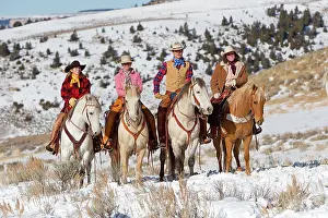 Cowboys: Cowboys / Cowgirls - family riding on Quarter Horses