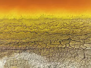Mines: Cracked earth at the bank of the Rio Tinto (Red