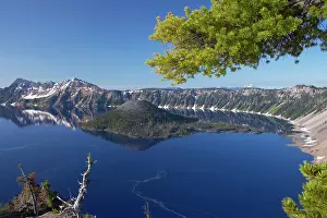 Wizard: Crater Lake showing Wizard Island (volcanic cone)