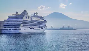 Ship: Cruise ship at Statione Marittima in port with Mount