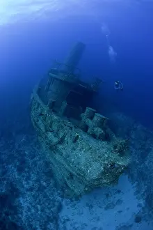 Wrecks: Cuba, Camaguey, diver exploring the ship wreck Virgen de Alt