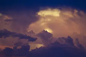 Abstracts: Cumulonimbus clouds in the evening during the rainy