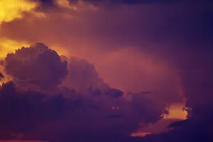 Abstracts: Cumulonimbus clouds in the evening during the rainy
