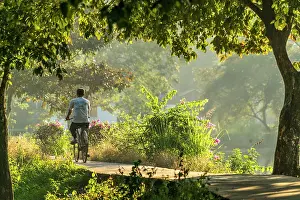 Bicycle: Cyclist at Kan Thar Yar See, Hpa-an, Myanmar, Asia