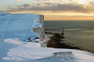 Beachy: Dawn over the Channel near a snowy Beachy Head