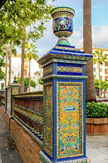 Railing: Decorative railing around the Plaza Alta main square