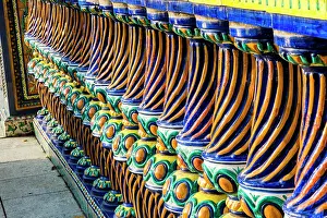 Railing: Decorative railing around the Plaza Alta main square