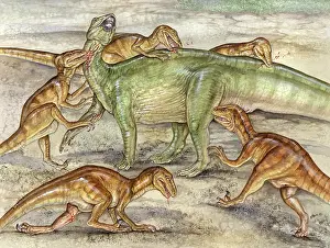 Reconstruction: Deinonychus attack scene