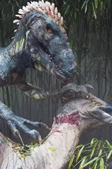 Replica: Deinonychus Feeding on Parasaurolophus
