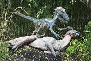 Reconstruction: Deinonychus Feeding on Parasaurolophus