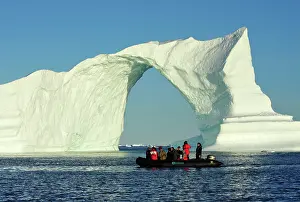 Zodiac: Denmark. Greenland. West coast. Zodiac near an arch