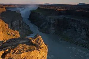 Dettifoss: The Dettifoss waterfall in evening light