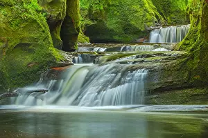 Pulpit: Devils Pulpit - water of Carnock Burn cascades over