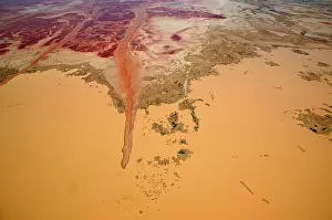 Diamantina: Diamantina River flooding onto the Strzelecki Desert.aerial