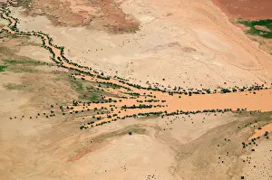 Diamantina: Diamantina River flooding onto the Strzelecki Desert.aerial