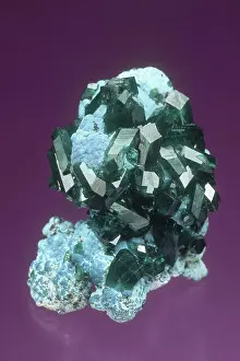 Copper: Dioptase on Plancheite