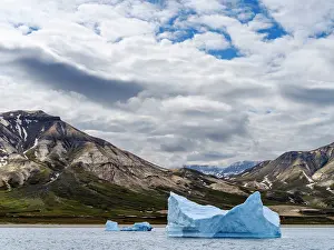 Fjord: Disko Island seen from Sullorsuaq Strait. Greenland, Danish
