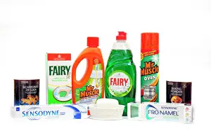 Powder: Display of household items containing alkalis including