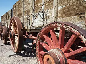 Wagons: Displayed wagons at the Harmony Borax Works in