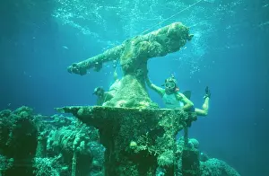 Wrecks: Diver - approaching bow gun on wreck