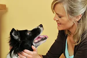 Older: Dog. Older dog and owner looking into each others eyes