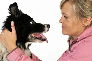 Older: Dog. Older dog and owner looking into each others eyes