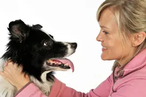 Older: Dog. Older dog and owner looking into each others eyes