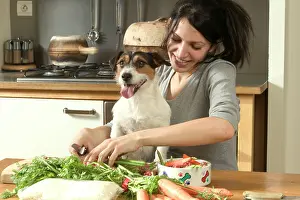 Preparing: Dog - owner preparing vegetarian food for Jack