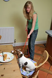 Unhygenic: DOG. owner using a house line to train dog