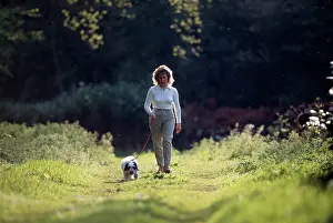 Walked: Dog - Polish lowland sheepdog on lead, being walked