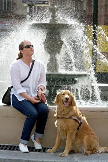 Disabled: Dog - Retriever - Guide Dog for the Blind with owner